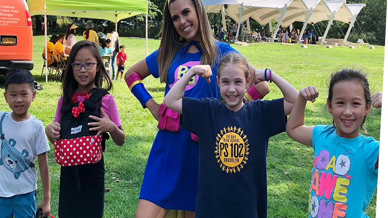 children showing their muscles with Ready Girl